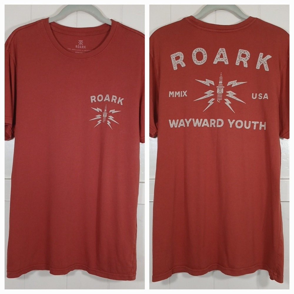 Roark Shirt Wayward Youth Premium Tee Graphic Logo Crew Neck Men's Small Rust SS